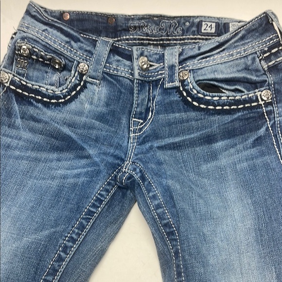Miss Me Denim - Miss Me Light Blue Jeans with White Accents